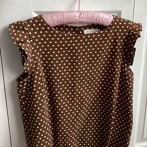 Sleeveless Polka Dot Top - Brown & White Size M